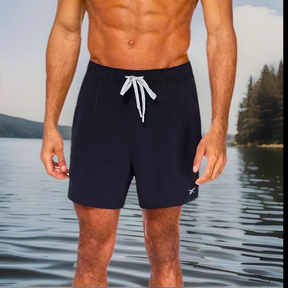 ReebokMen's 5" Quick-Dry 9 Core Volley Swim Shorts UPF+50 Pockets Drawstring
